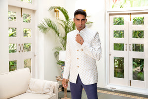White Embroidered Jodhpuri Jacket image 3