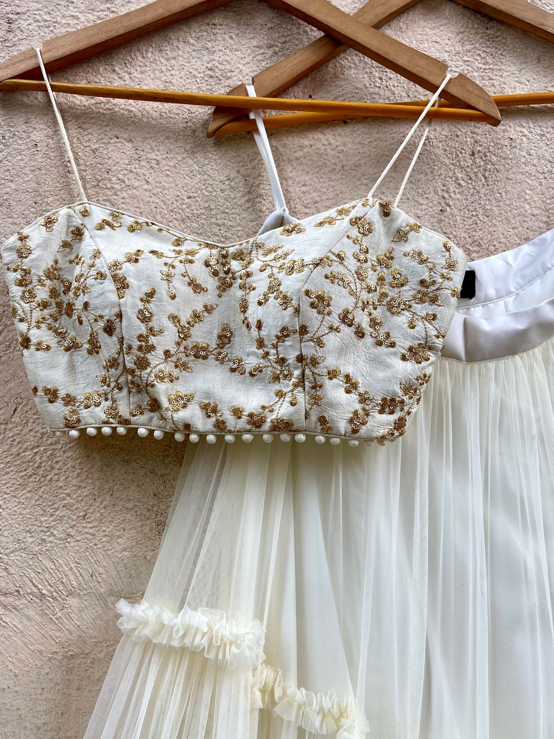 Ivory Tier  Ruffle Lehenga Set image 3