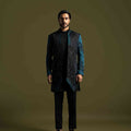 Teal and Black Achkan Set image 0