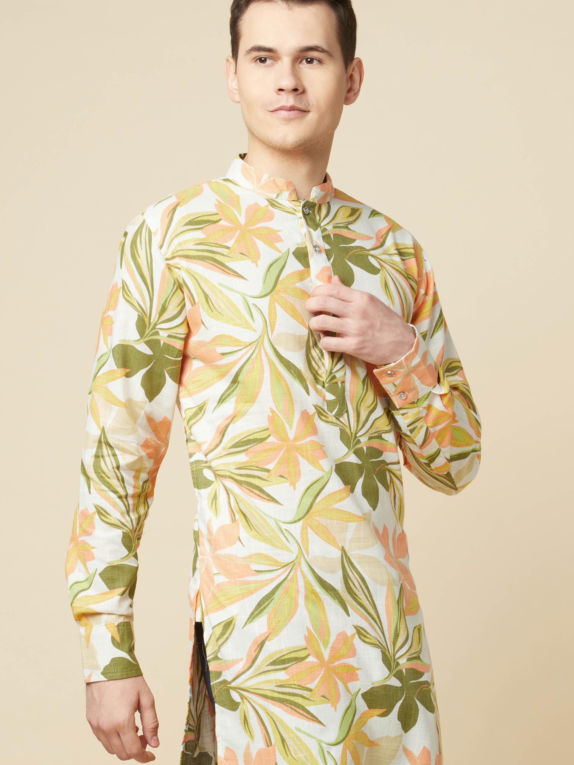 Lime Hawaiian Kurta image 3