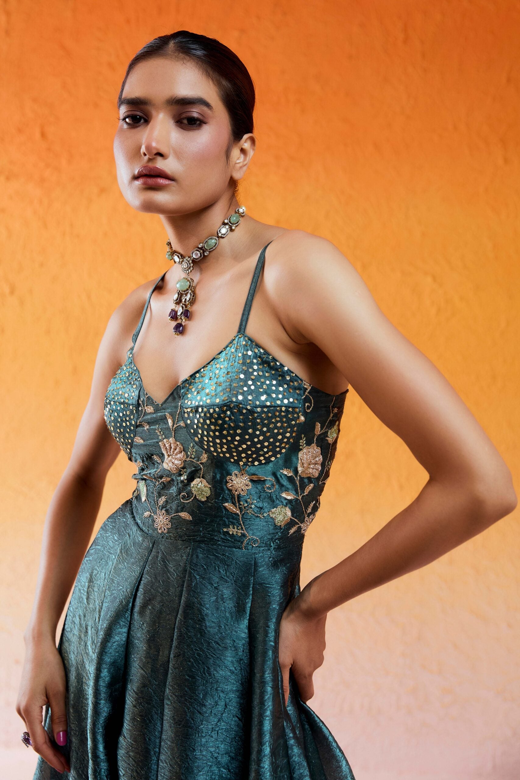 Metallic Teal Blue Jumpsuit image 5