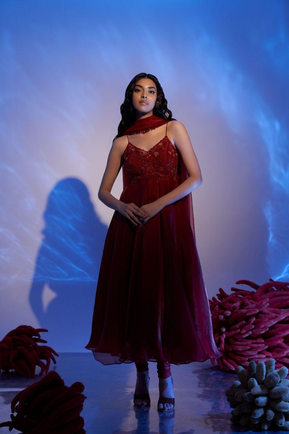 Scarlet Sequins Anarkali Set image 0