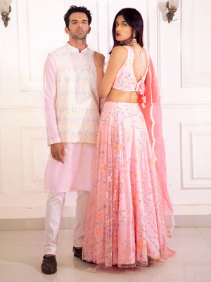 Pink Floral Multi Sequins Co-ord Set image 2