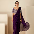Purple Pre-Drape Saree Ensemble image 0