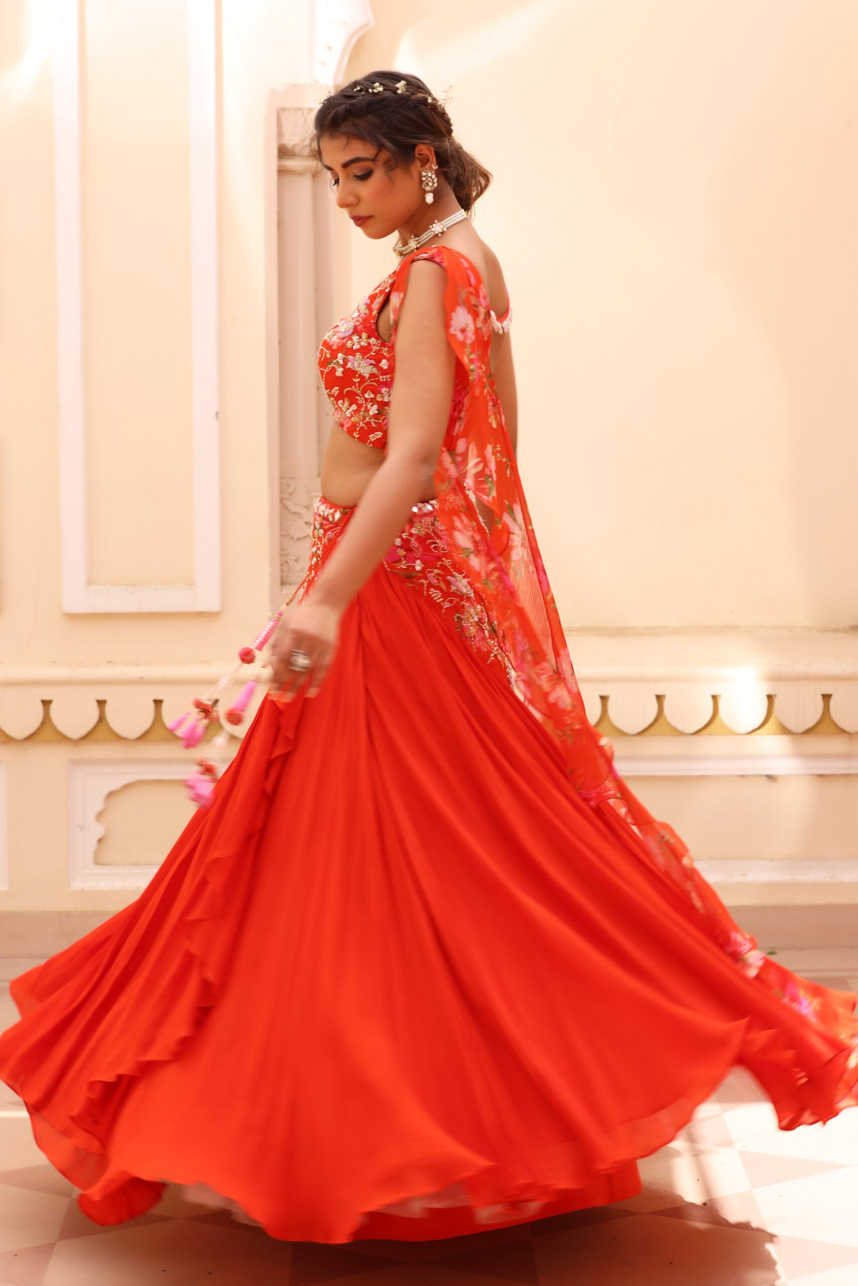 Georgette crepe lehenga image 7