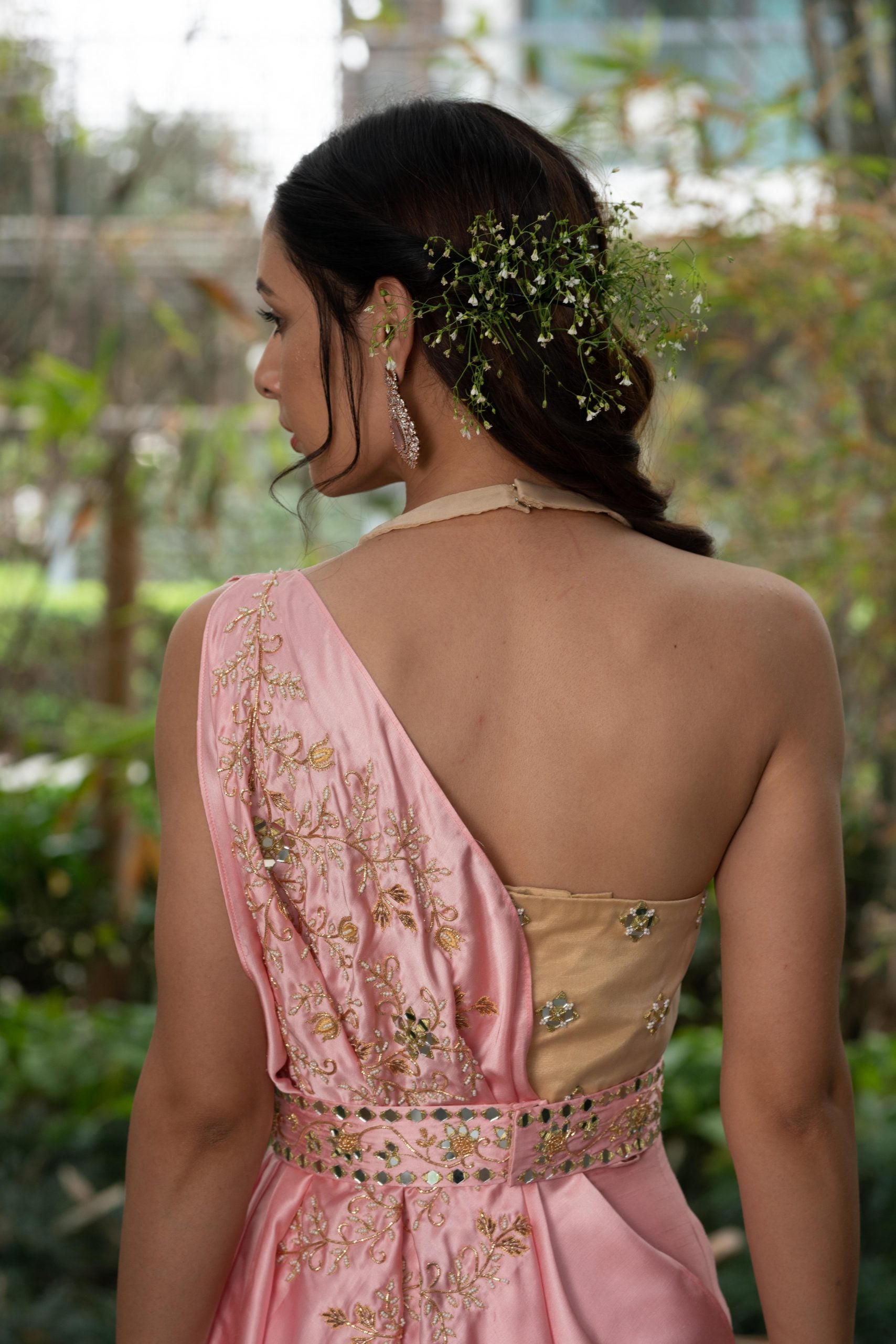 Pink Saanjh Drape Saree Set image 4