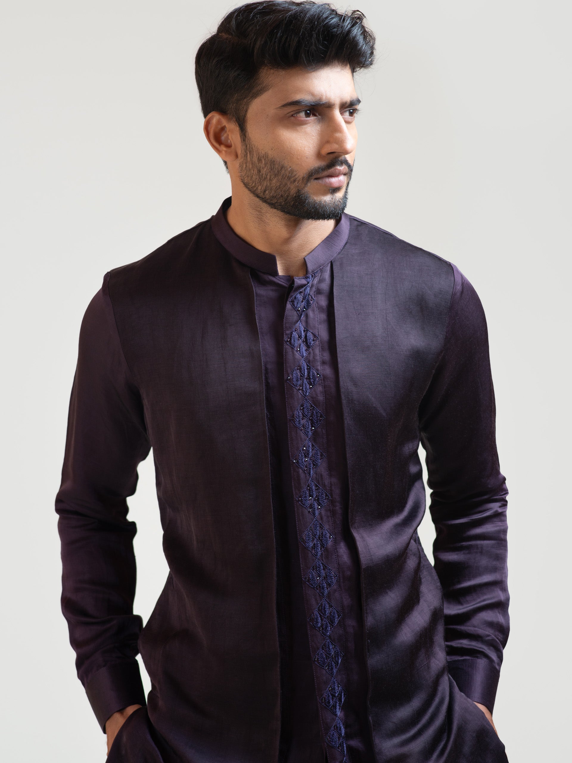 Purple Double Panel Kurta Set image 1