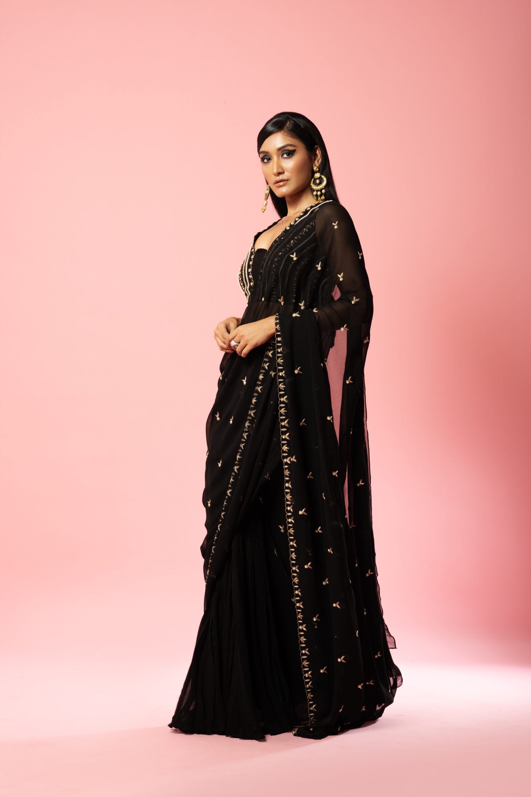 Black Georgette Saree image 2