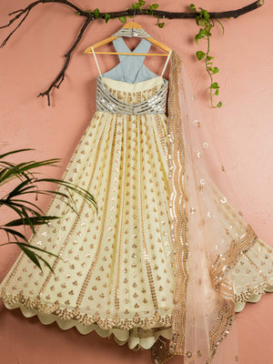 Banana Butti Scallop Lehenga Set with Powder Blue Blouse image 2