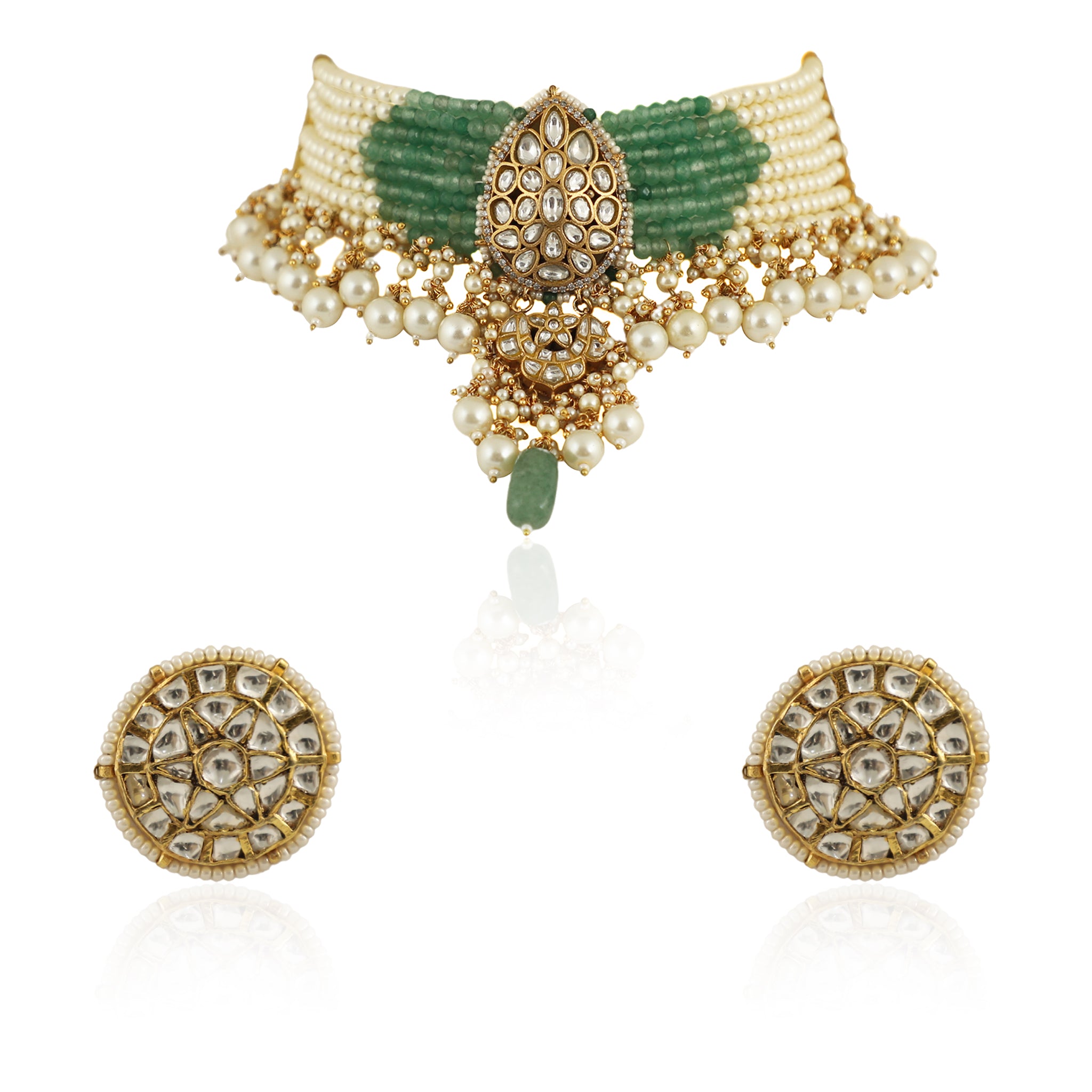 22KT Gold Plated Choker Necklace Set image 0