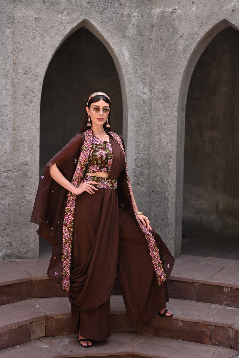 Coffee Palazzo Drape Set - L image