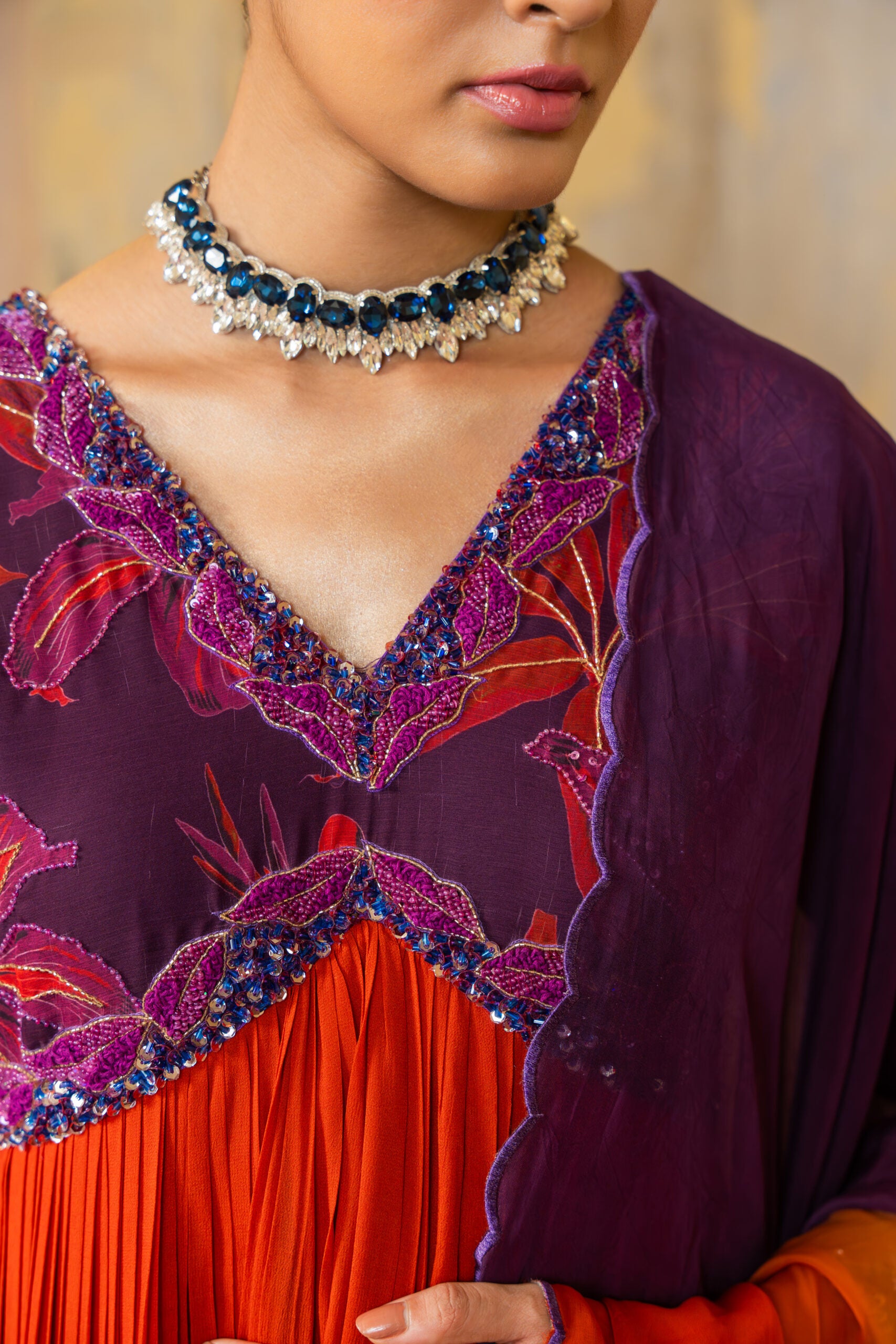 Crimson Bloom Shaded Flared Dress image 2