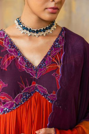 Crimson Bloom Shaded Flared Dress image 2