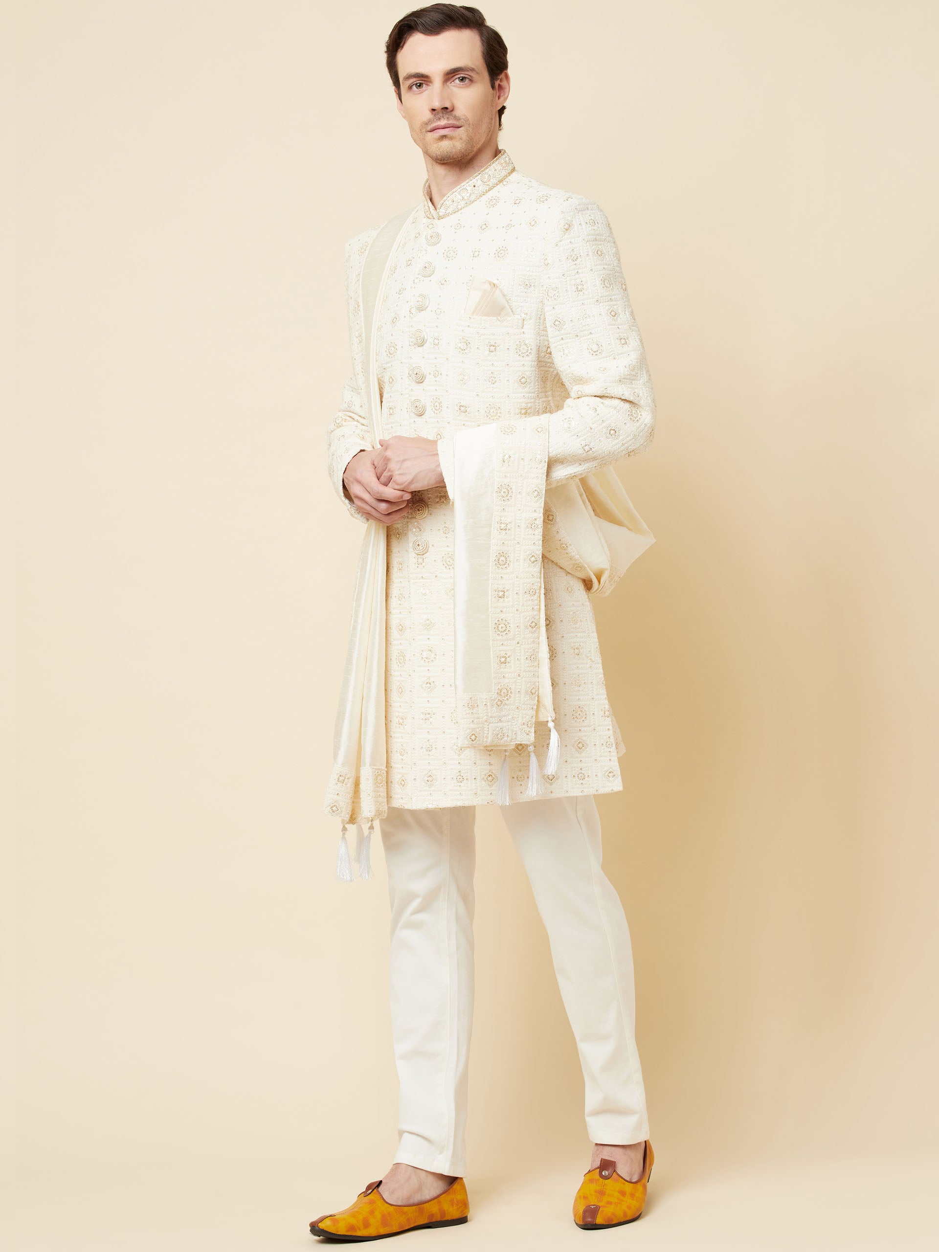 Lucknowi Embroidered Sherwani Set image 3