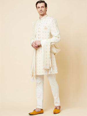 Lucknowi Embroidered Sherwani Set image 3