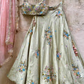 Tea Green Mirror Lehenga Set image 0