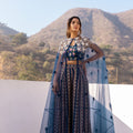 Blue Crepe Georgette Set With Cape image 0
