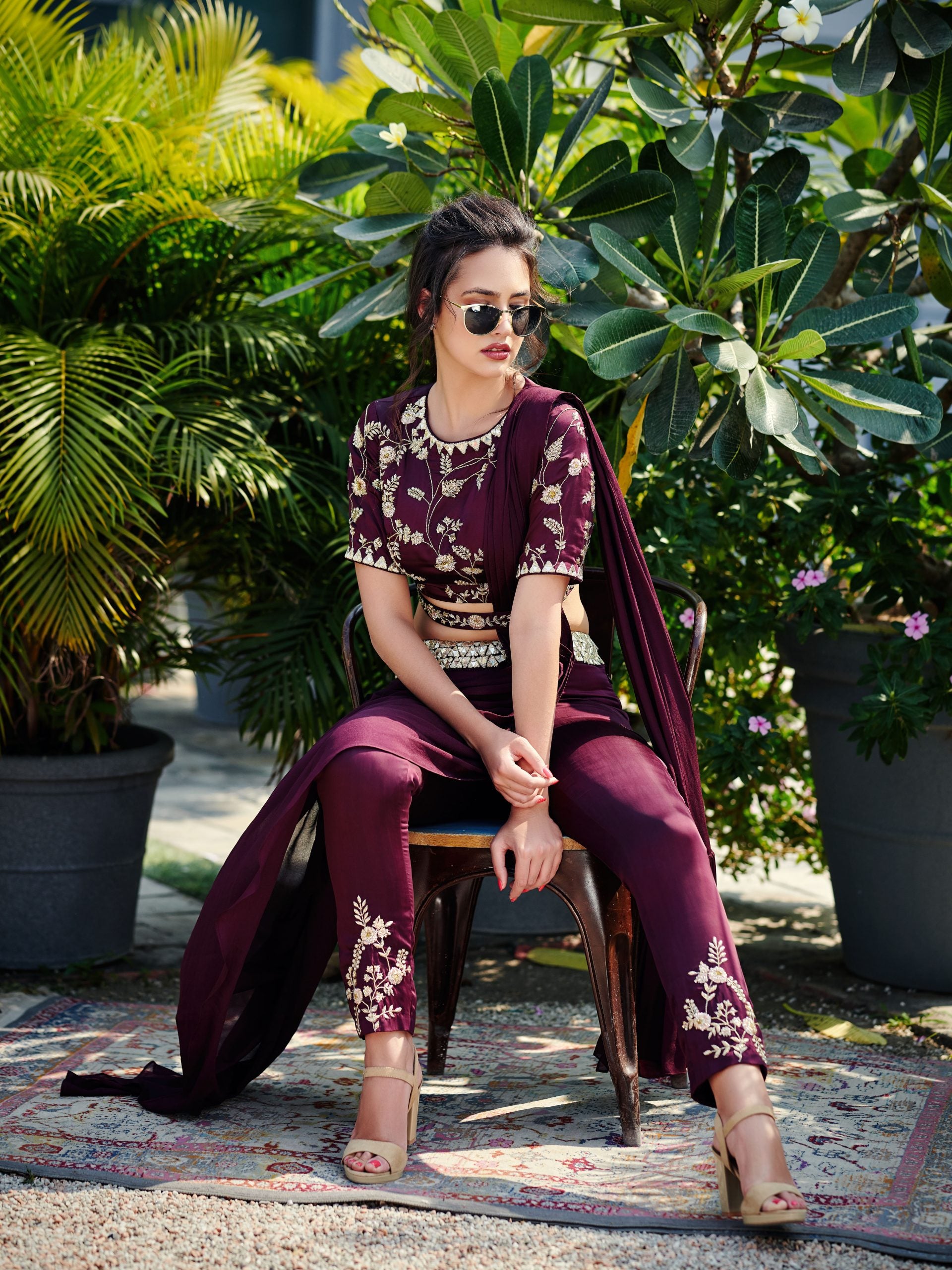Maroon Pant Saree image 2