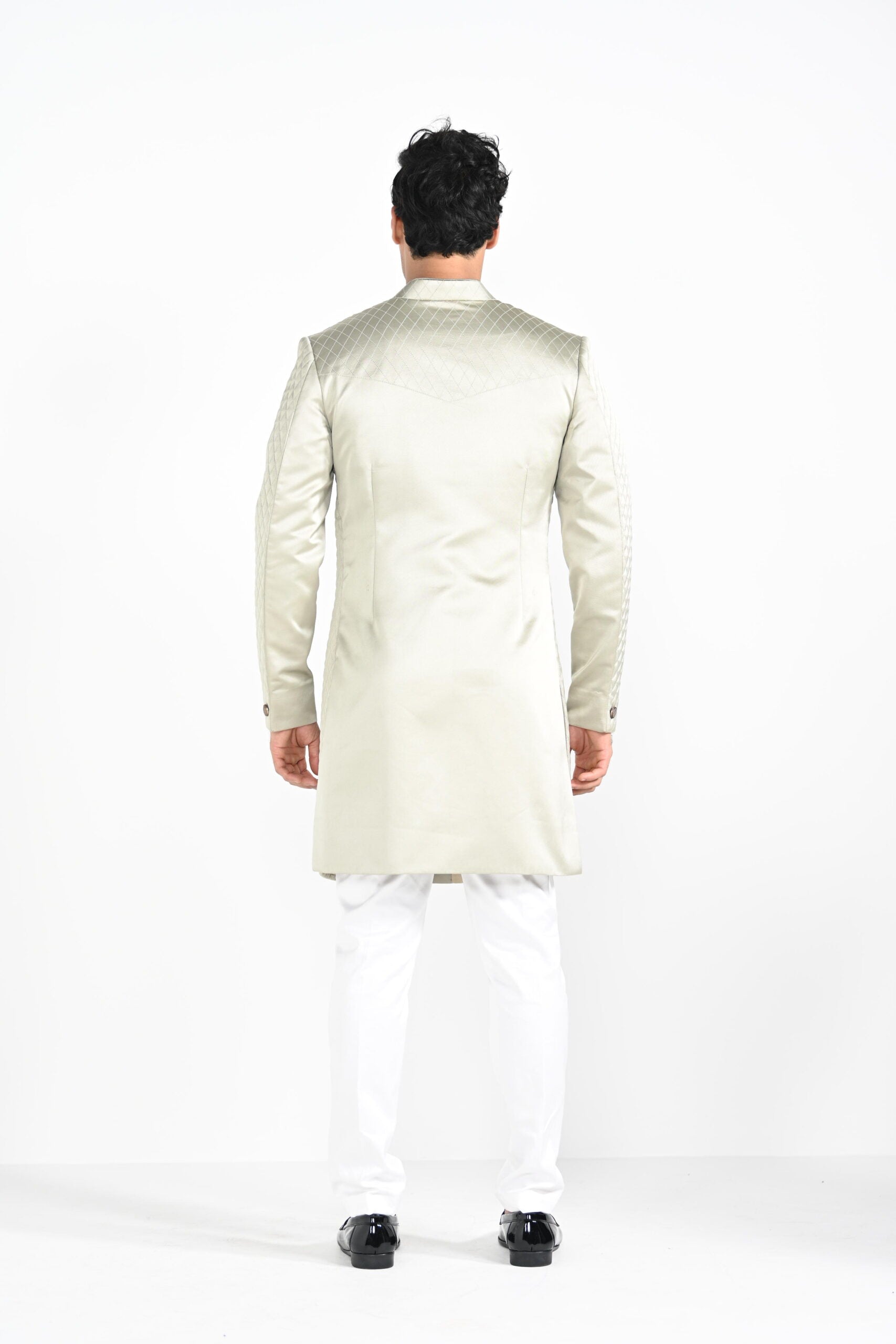 Sage Mint Green Quillted Achkan Set image 1