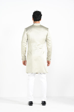 Sage Mint Green Quillted Achkan Set image 1