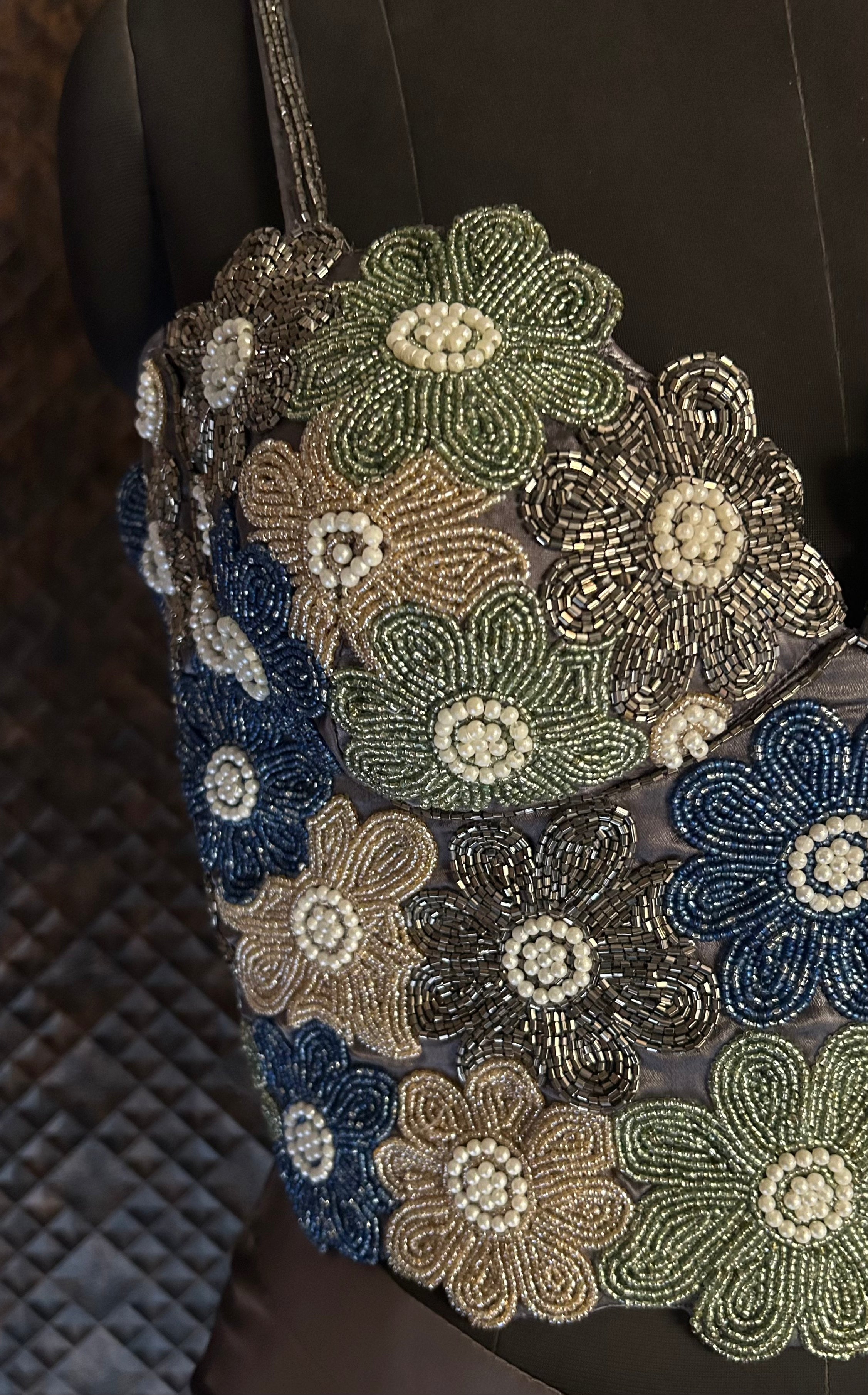 Bead Cutdana Embroidered Corset with a drape skirt image 4