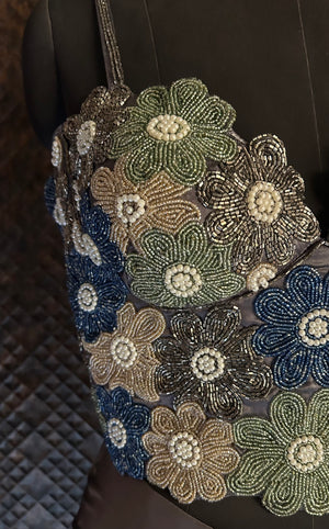 Bead Cutdana Embroidered Corset with a drape skirt image 4