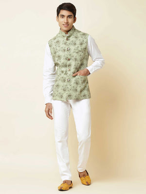 Green Rose Print Bundi Jacket - S image