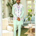 Floral Print Bundi Jacket with Kurta Set image 0