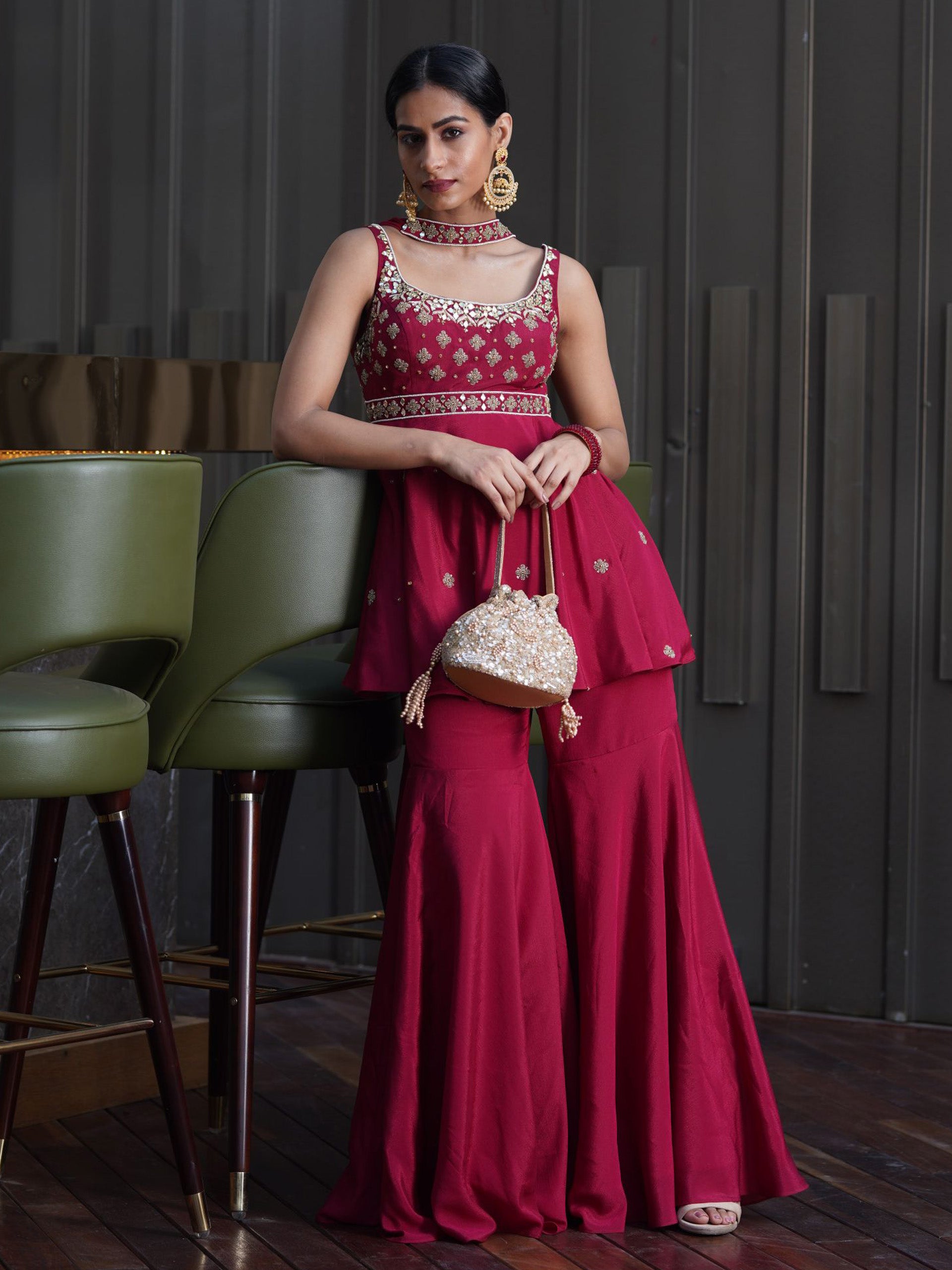 Maroon Aaisha Sharara Set image 3