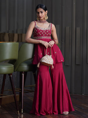 Maroon Aaisha Sharara Set image 3