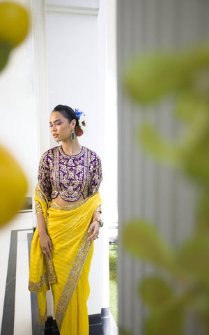 Yellow Gota Work Saree image 4