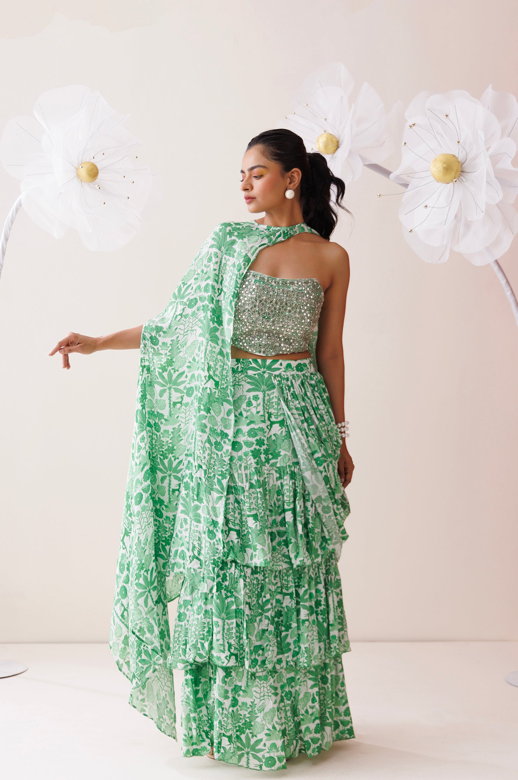 Ivory Fern Saree image 1