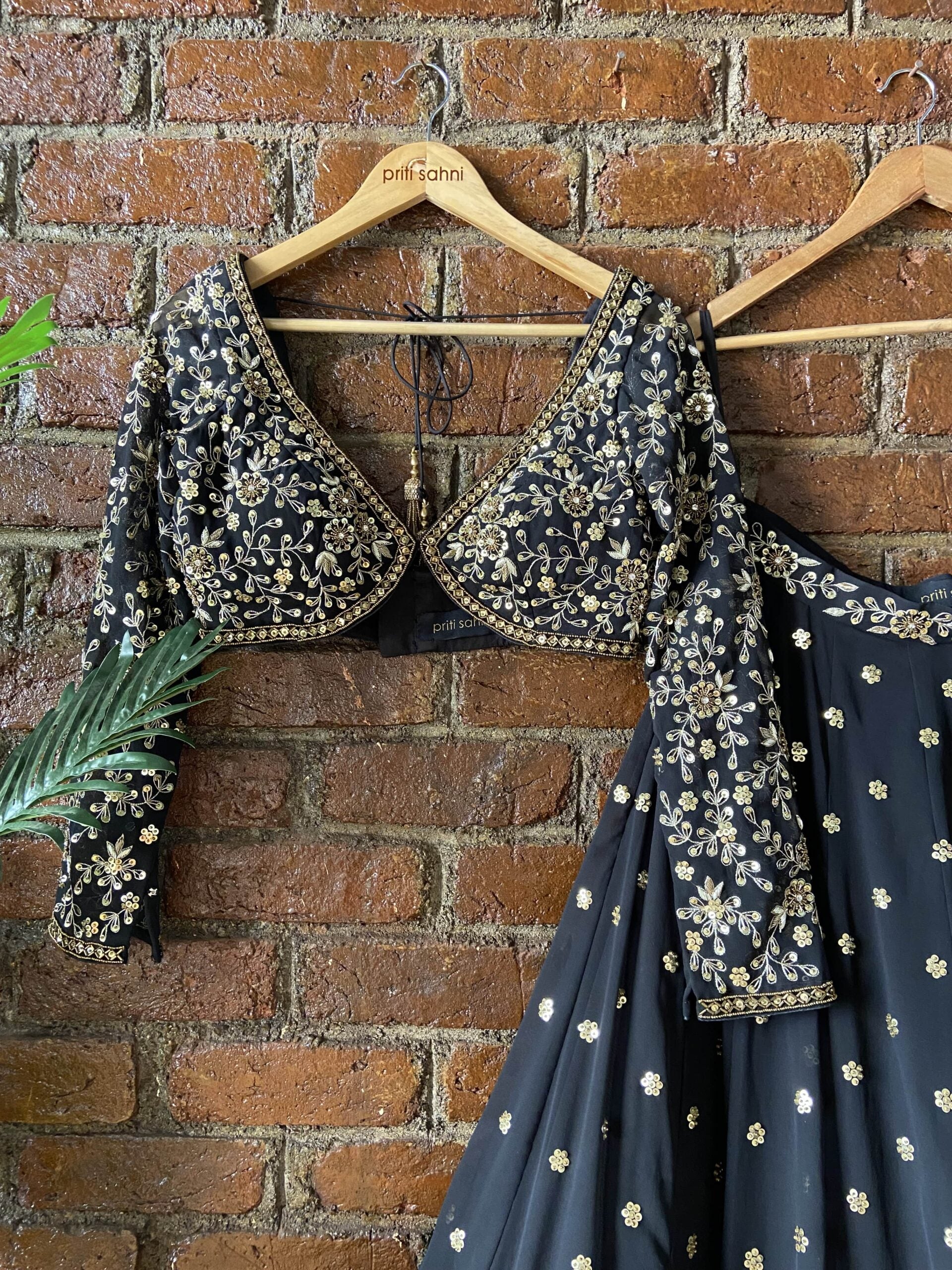Black Sharmily Lehenga Set image 6