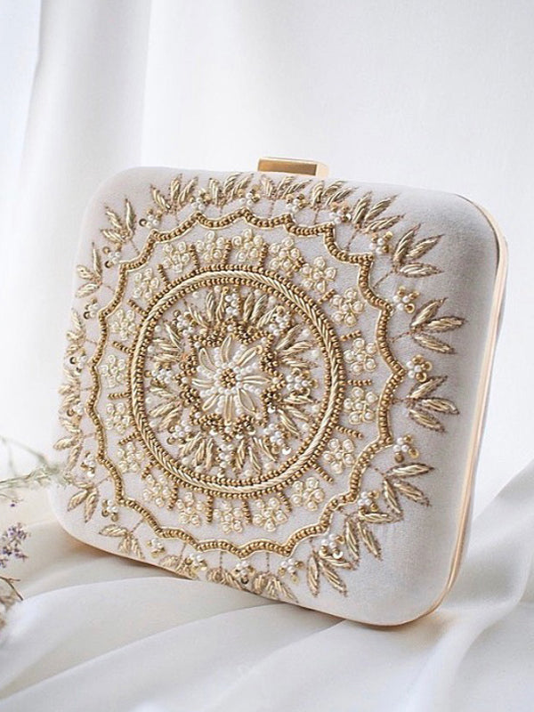 White Embroidered Clutch image 0
