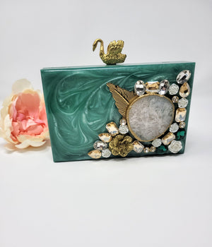 Green Resin Swan Clutch image 1