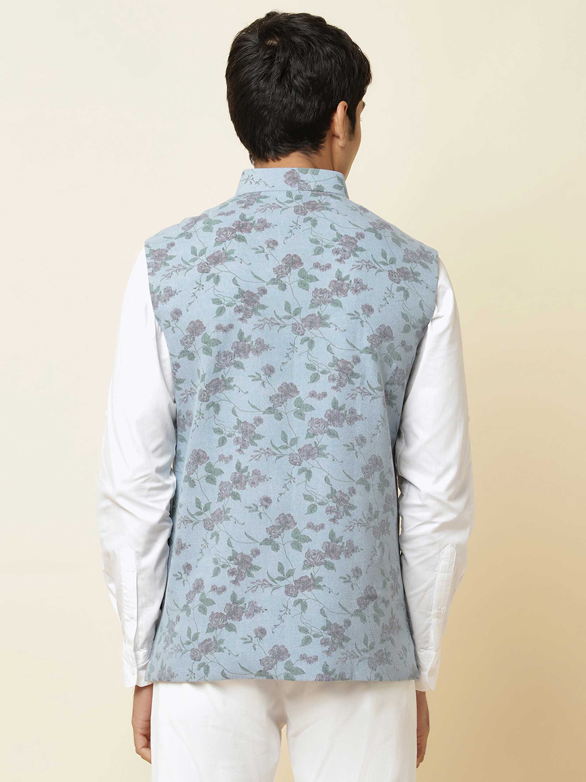 Denim Rose Print Bundi Jacket image 2