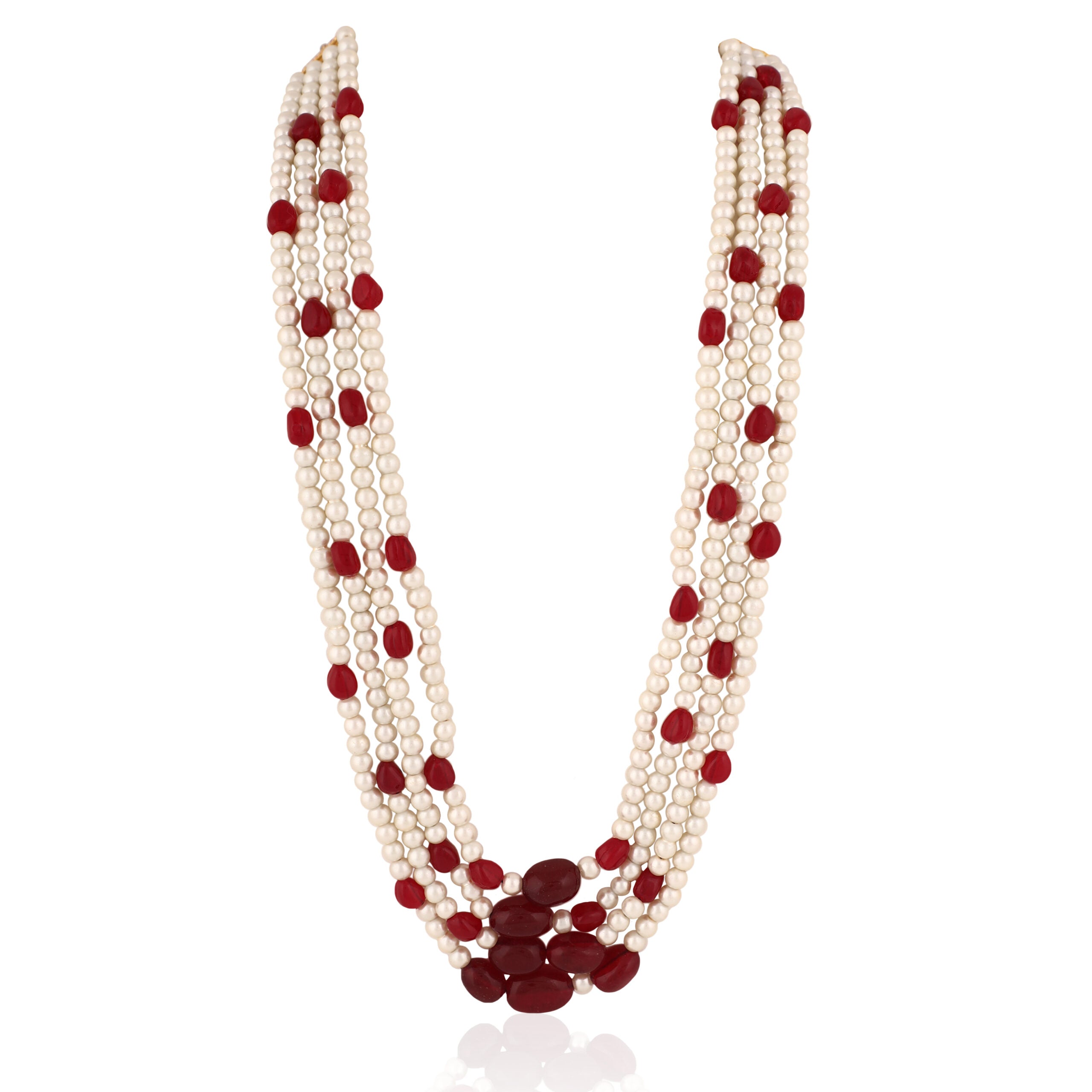 Red And White Moti Maala image 0
