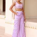 Bandani Cargo Pant with Embroidered Blouse image 0