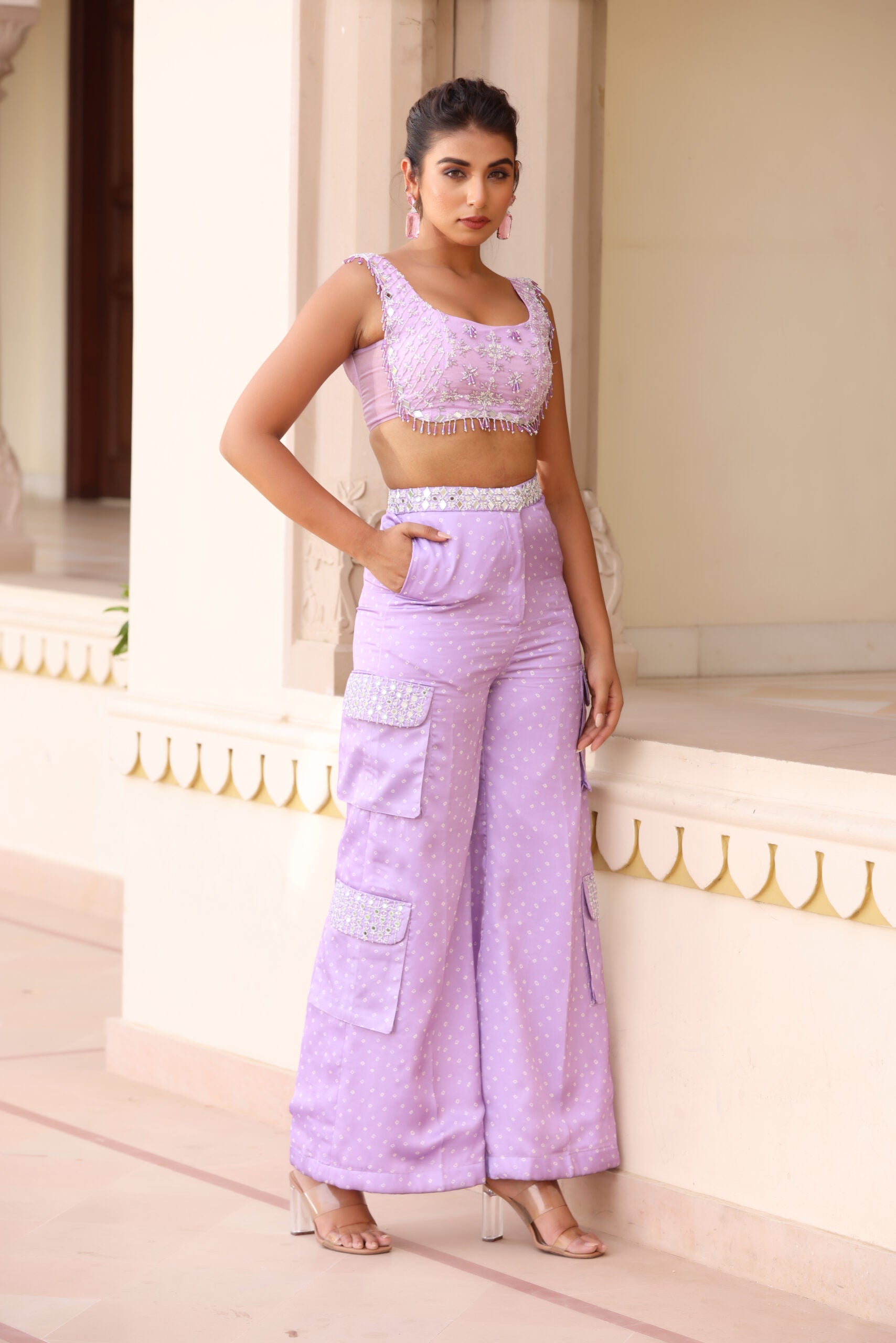 Bandani Cargo Pant with Embroidered Blouse image 0