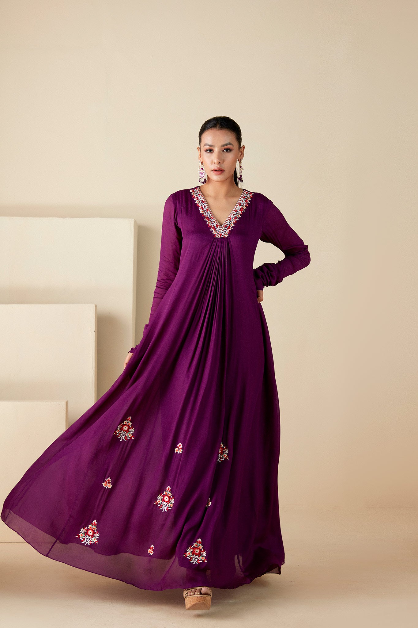 Amethyst A-Line Embroidery Dress - M image