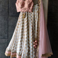White and Soft Blush Pink Ruffle Lehenga image 0