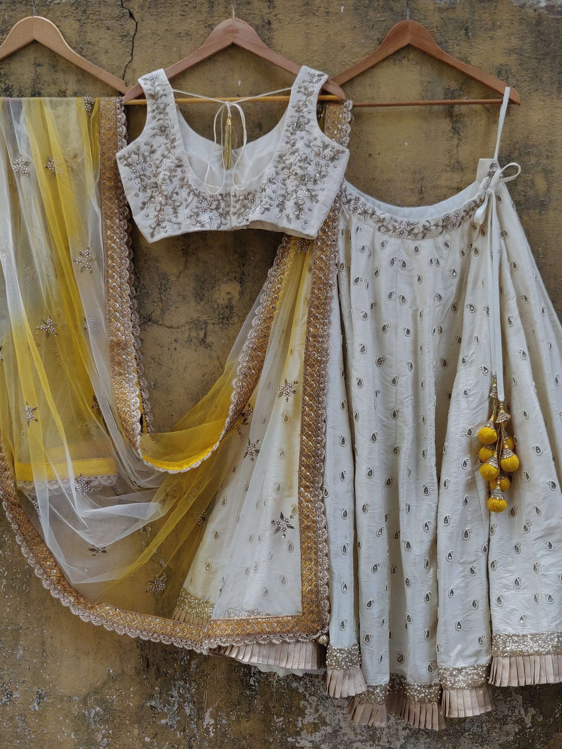 Ivory Lehenga Set with Shaded Dupatta image 1