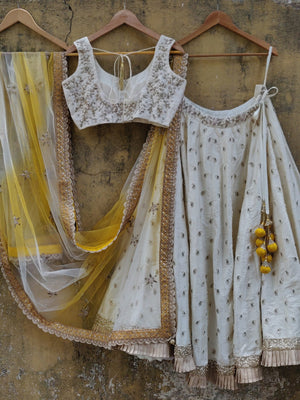Ivory Lehenga Set with Shaded Dupatta image 1