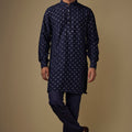 Navy Blue Embroiderd Kurta Set image 0