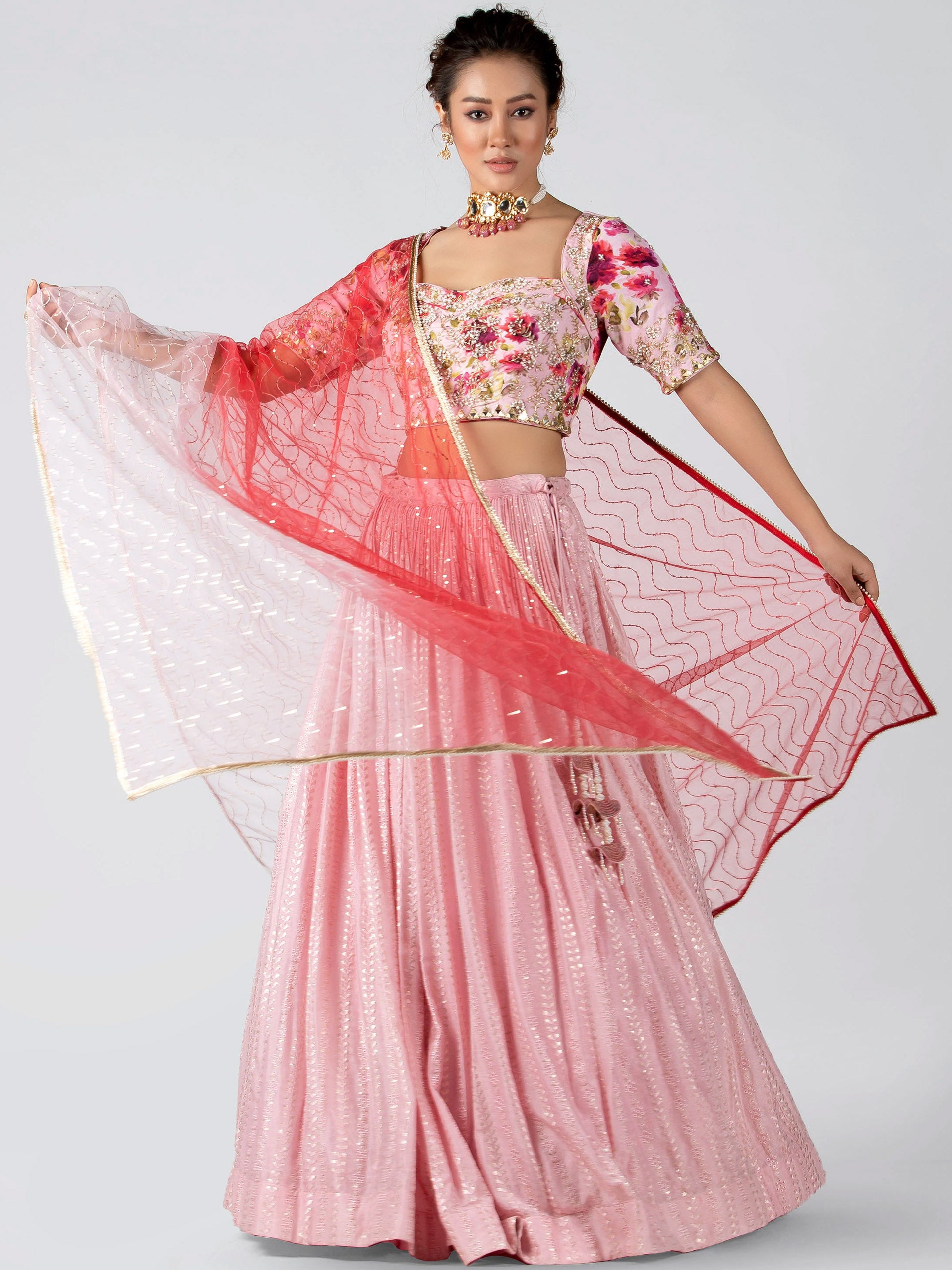 Light Pink Ombre Lehenga Set image 1