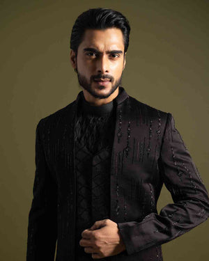 Black Achkan Set image 7