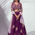 Purple Floral Lehenga Set image 0