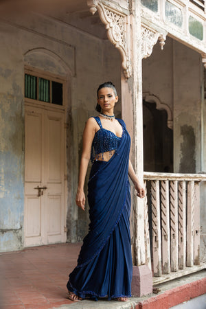 Akasha Crystal Draped Saree image 4