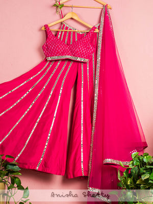 Hot Pink Mirror Sharara Set - M image