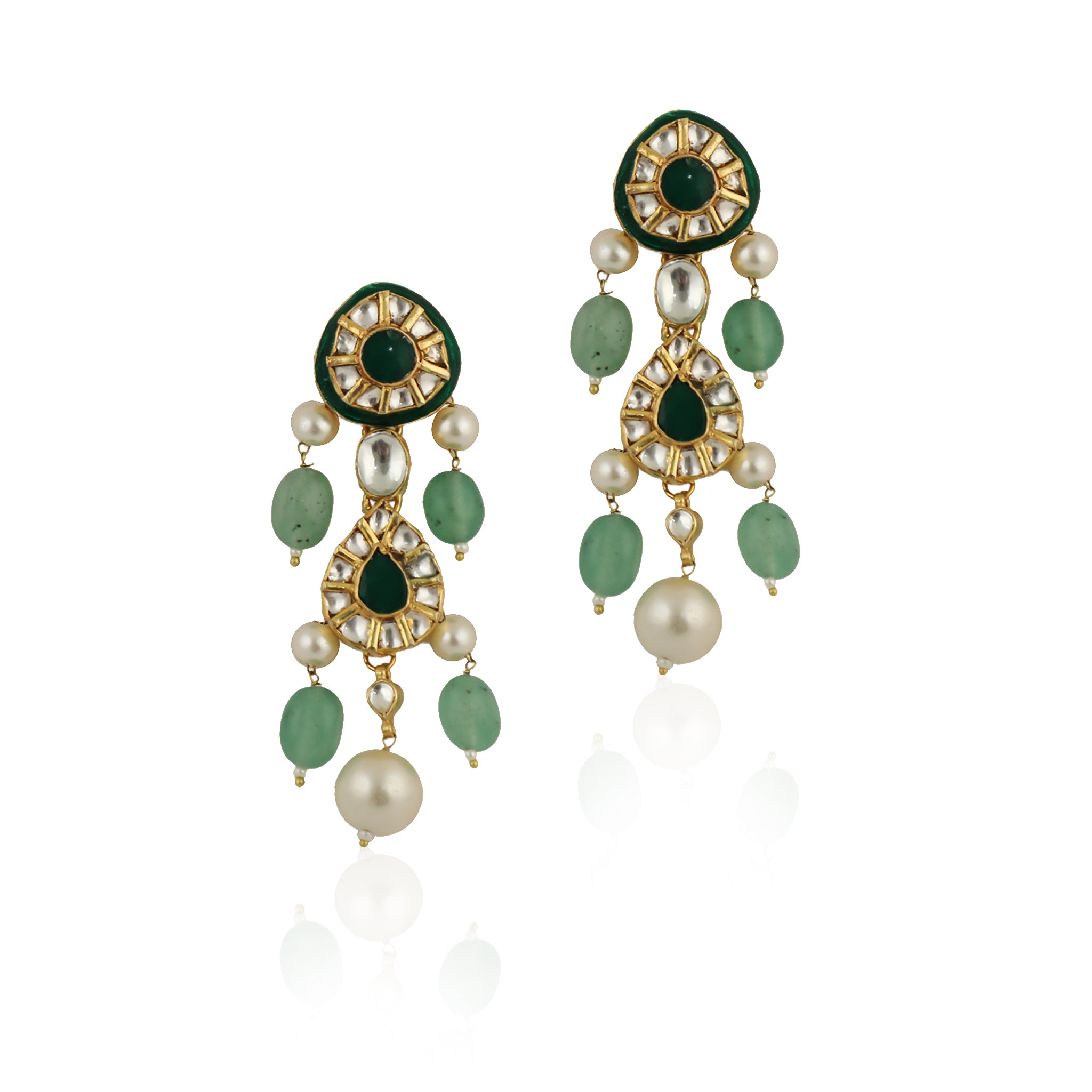Green Meenakari Necklace Set image 5